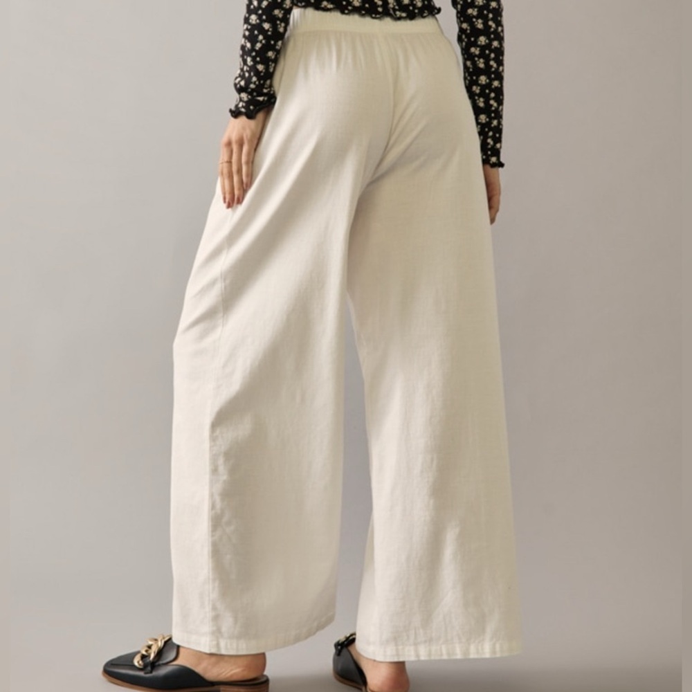white linen wide leg pants